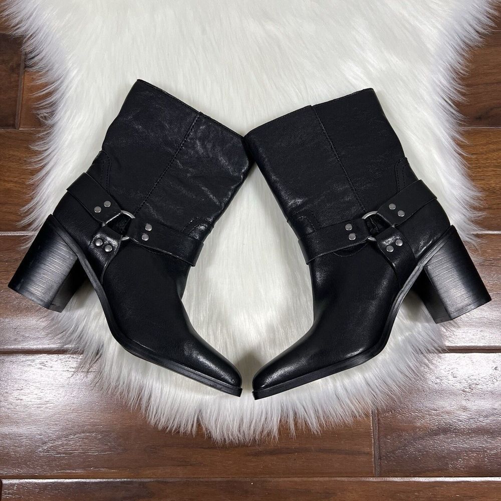 NEW Steve Madden Women's Size 8 M‎ Black Leather Alessio Moto Ankle Boot Bootie